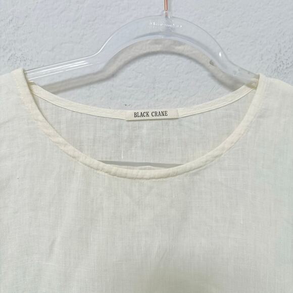 Black Crane Easy Dress Linen Crewneck Maxi Vanilla Size XS - Picture 5 of 7